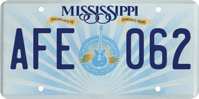 MS license plate AFE062