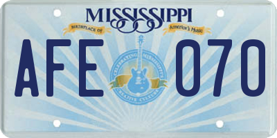 MS license plate AFE070