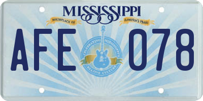 MS license plate AFE078