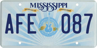MS license plate AFE087