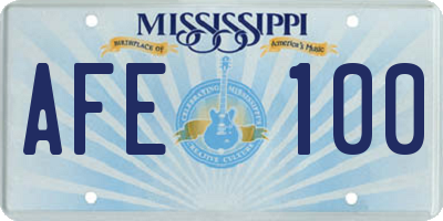 MS license plate AFE100