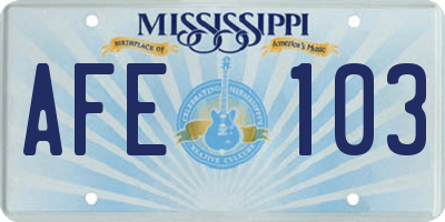 MS license plate AFE103