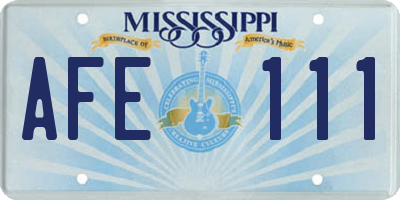 MS license plate AFE111