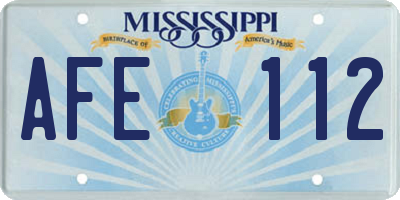 MS license plate AFE112