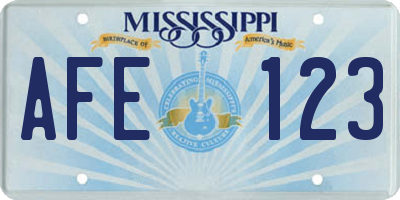 MS license plate AFE123