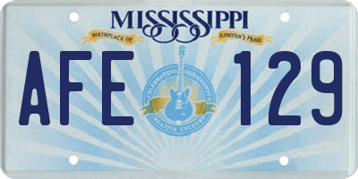 MS license plate AFE129
