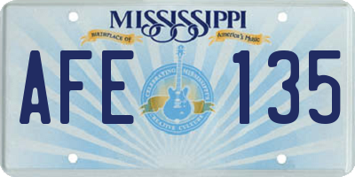 MS license plate AFE135