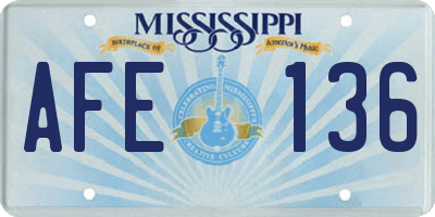 MS license plate AFE136