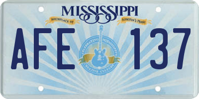 MS license plate AFE137