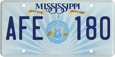 MS license plate AFE180