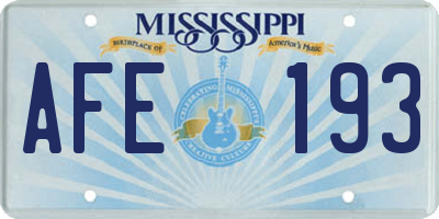 MS license plate AFE193