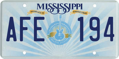 MS license plate AFE194