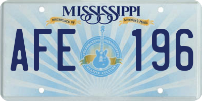 MS license plate AFE196