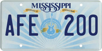 MS license plate AFE200