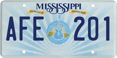 MS license plate AFE201