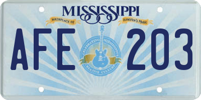 MS license plate AFE203