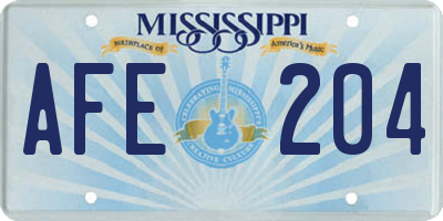 MS license plate AFE204