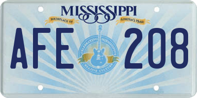 MS license plate AFE208
