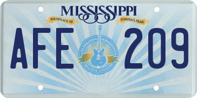 MS license plate AFE209