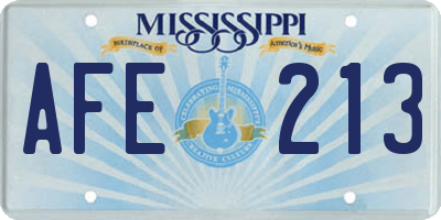 MS license plate AFE213
