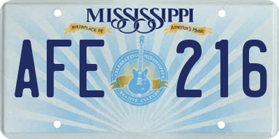MS license plate AFE216