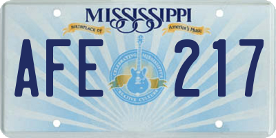 MS license plate AFE217