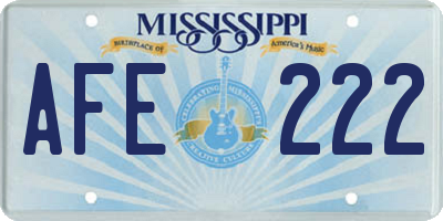 MS license plate AFE222