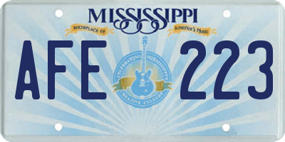 MS license plate AFE223