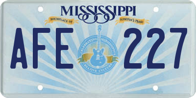 MS license plate AFE227