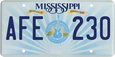 MS license plate AFE230