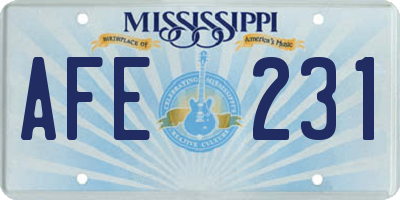 MS license plate AFE231