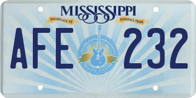 MS license plate AFE232