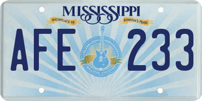 MS license plate AFE233