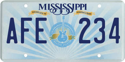 MS license plate AFE234
