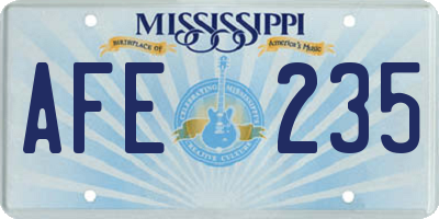 MS license plate AFE235
