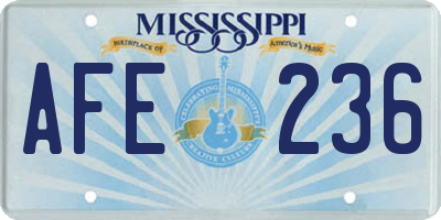 MS license plate AFE236