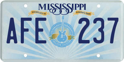 MS license plate AFE237