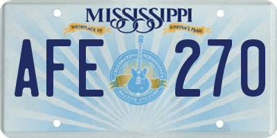 MS license plate AFE270