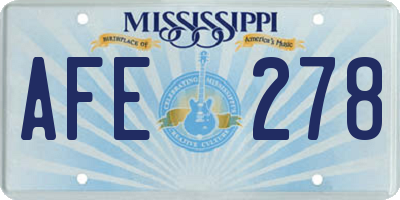 MS license plate AFE278