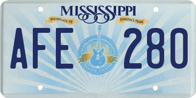 MS license plate AFE280