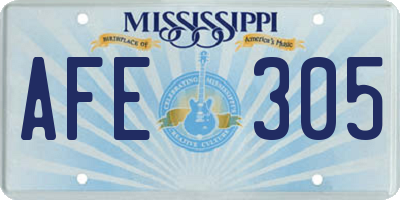 MS license plate AFE305