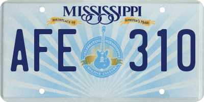 MS license plate AFE310