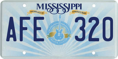 MS license plate AFE320