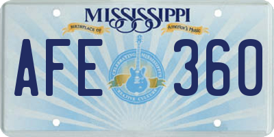MS license plate AFE360