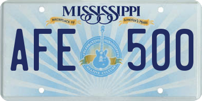 MS license plate AFE500