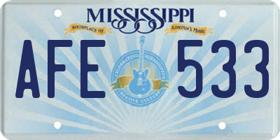 MS license plate AFE533