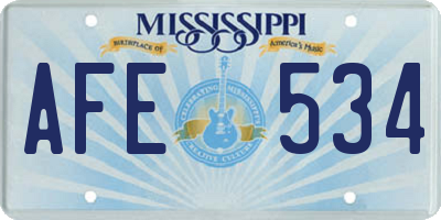 MS license plate AFE534
