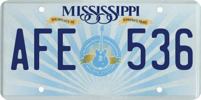 MS license plate AFE536