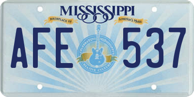 MS license plate AFE537