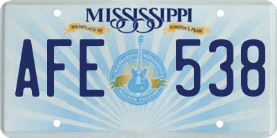 MS license plate AFE538